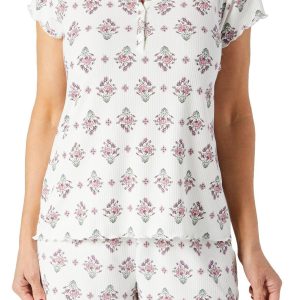 Laura Ashley Womens 2 Pc Pajama Shorts Set