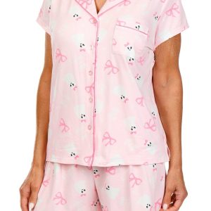 Laura Ashley Womens 2 Pc Pajama Ghosts and Bows Shorts Set