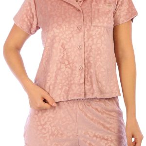 BCBGMAXAZRIA Womens 2 Pc Velour Pajama Shorts Set