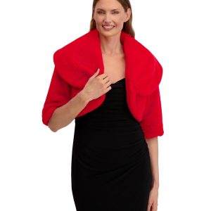 Laundry by Shelli Segal Solid Wide Neck Faux Fur Shrug