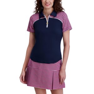 Stella Parker Quarter Zip Contrast Short Sleeve Polo