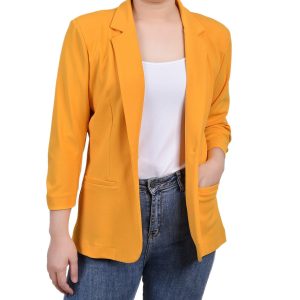 NY Collection Womens Petite 3/4 Sleeve Scuba Crepe Jacket
