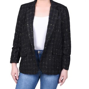 NY Collection Petite Long Sleeve Tweed Jacket