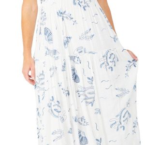 Kings Road Womens Sleeveless Tiered Shirtdress Dress