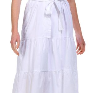 Nicole Miller Womens Flutter Sleeve Poplin Eyelet Dress