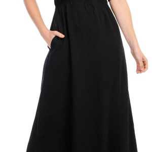 Ellen Tracy Womens Solid V-Neckline Maxi Dress