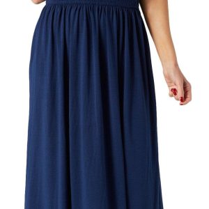 Absolutely Famous Womens Emrboidered Collar Maxi Dress