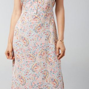Lucky Brand Womens Cap Sleeve Print Shirt Dress