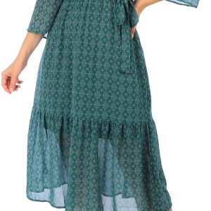 Lucky Brand Womens Flare Wrap Midi Dress