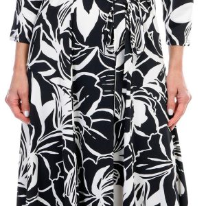 Nina Leonard Womens 3/4 Sleeve Sylvia Print Midi Dress