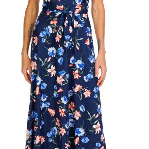 C'est La Vie Women's Sleeveless Wrap Floral Maxi Dress