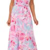 C'est La Vie Women's Sleeveless Wrap Botanical Maxi Dress