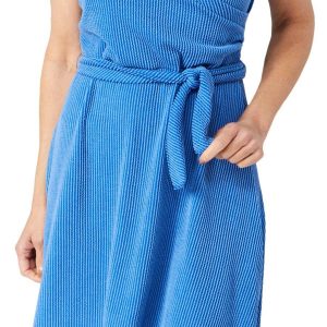 Discreet Womens Sleeveless Ribbed Faux Wrap Dress