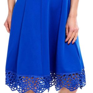 Donna Ricco Womens Solid Sleeveless Crochet Dress