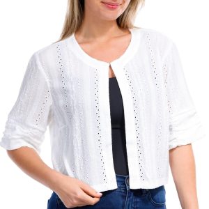 Harper 241 Womens Short Sleeve Jacquard Knit Cardigan
