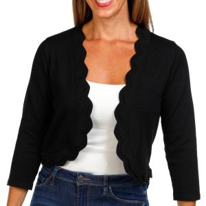 Zac and Rachel Women's 3/4 Sleeve Scalloped Shrug