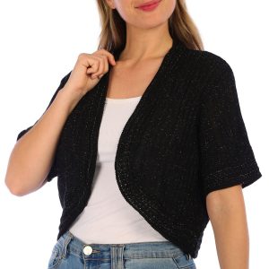 Tiana B Womens Metallic Bolero