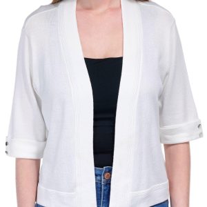 Nina Leonard Womens 3/4 Sleeve Open Bolero Shrug