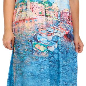 Coral Bay Plus Short Sleeve Coastal Swing Dress