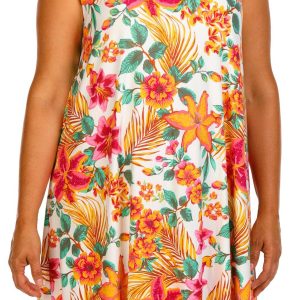 Allison Brittney Plus Sleeveless Floral Swing Dress