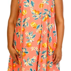 Allison Brittney Plus Sleeveless Orange Swing Dress