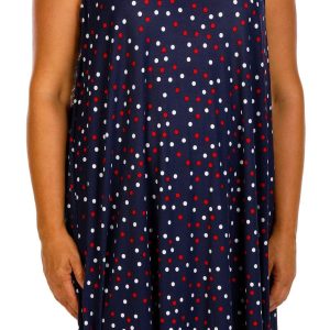 Allison Brittney Plus Sleeveless Polka Dot Swing Dress