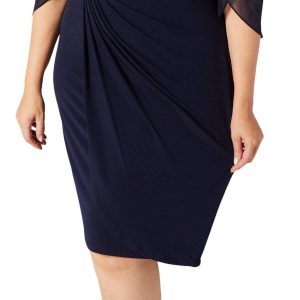 Connected Apparel Plus 3/4 Sleeve Chiffon Dress