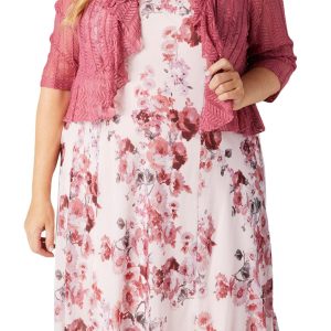 Connected Apparel Plus Floral Dress W/ Bolero