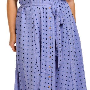 Nina Leonard Plus Short Sleeve Midi Shirt Dress