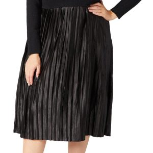 Nina Leonard Plus Long Sleeve Mixed Media Midi Dress