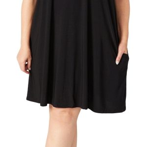 Nina Leonard Plus Short Sleeve Mesh Accent Dress