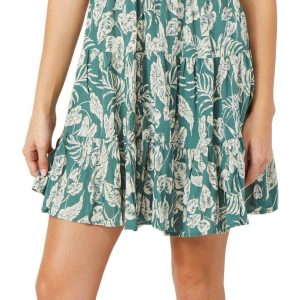 Angie Juniors Sleeveless Leaf Print Mini Dress