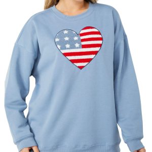 No Comment Juniors Long Sleeve Americana Heart Sweater