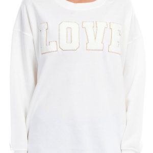 No Comment Juniors Embroidered Long Sleeve Sweatshirt