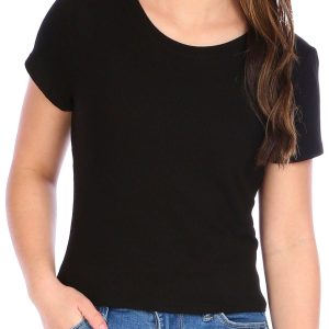 BOZZOLO Juniors Soft Ribbed Crew Neck Crop Top