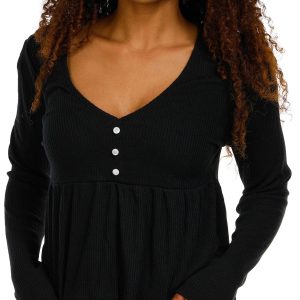 No Comment Juniors Long Sleeve Peplum Top