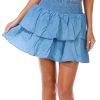 No Comment Juniors Chambray Smocked Skort