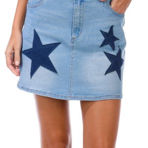 No Comment Juniors Denim Star Skirt