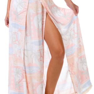 Surf Gypsy Juniors Vacay Postcard Print Maxi Skirt