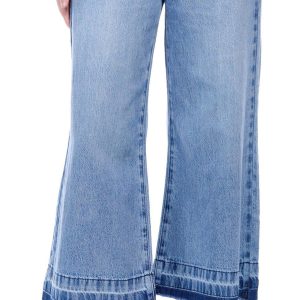 Rewash Juniors Mid Rise Crop Wide Leg Jeans