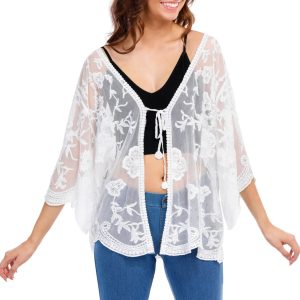 No Comment Juniors Mesh Crochet Cardigan