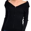 No Comment Juniors Ribbed Collar Zip Front Cardigan