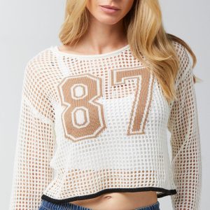 No Comment Juniors Long Sleeve Mesh 87 Sweater