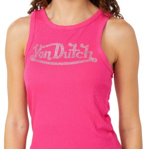 Von Dutch Juniors Rhinestone Ribbed Tank Top