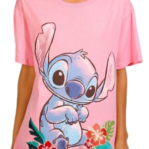 Stitch Juniors Flowers Graphic T-Shirt
