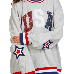 Simply Southern Juniors USA Patch Long Sleeve Sweater