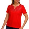 Coral Bay Petite Split Neck Americana Star Top