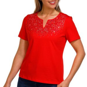 Coral Bay Petite Split Neck Americana Star Top