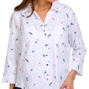 Coral Bay Petite Print Button Down Top