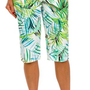 Fit Sight Petite Botanical Snap Button Hem Capris